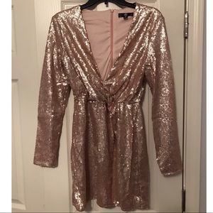 Gold sequin mini dress